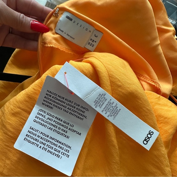 ASOS Textured Racer Neck Maxi Dress Twist Waist NWT in Orange Sz. 6 / 10 UK - Picture 14 of 14